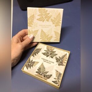 Fringe Decorative Tray-Fortune Favors The Brave with leaves with original box